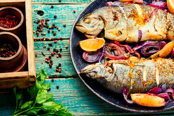 istock Whole baked rainbow trout. 1338599213
