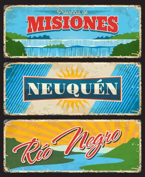 Vector illustration of Misiones, Neuquen, Rio Negro, Argentine provinces