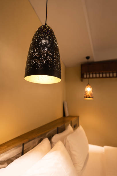 istock A ceiling lighting lamp in cozy bedroom. 1338604696