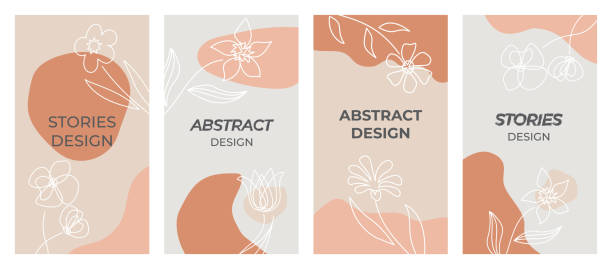 꽃 배경 벡터는 소셜 미디어 이야기에 대한 디자인을 떠난다 - fractal stock illustrations