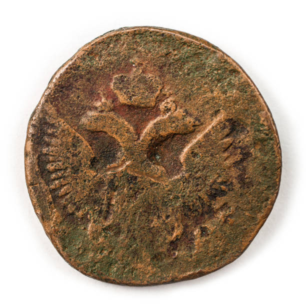 istock Ancient copper coin. Russia. Money, 1715. 1338605664