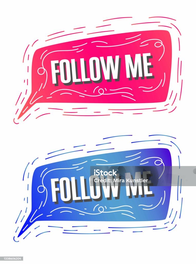 Follow M Sign Follow Me Sign Speaking Bubble Vector Eps10 Digital Drawing Stock ...