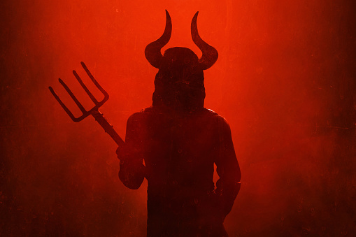 Scary devil silhouette. halloween theme