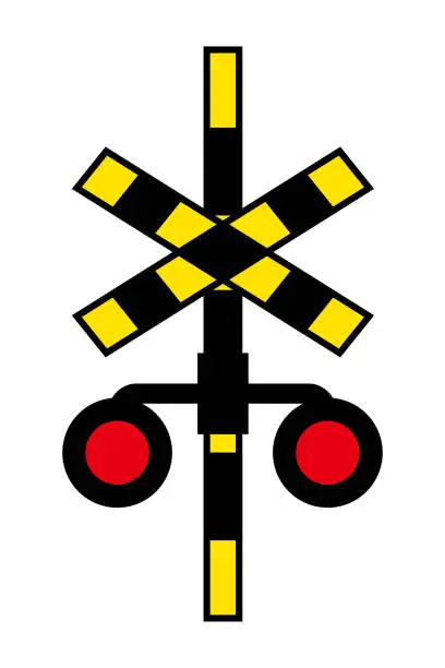 Vector illustration of Level Crossing System isolated vector illustration.