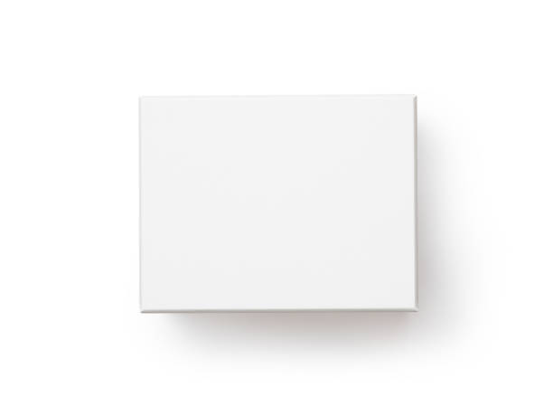 weiße box-oberansicht - schachtel stock-fotos und bilder