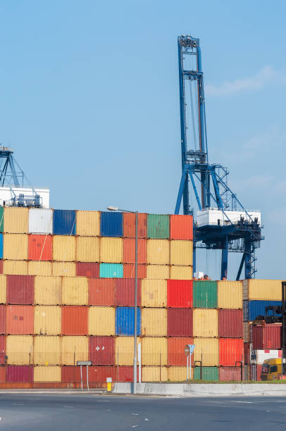 istock Lots of Colorful Cargo Containers. Industrial Background. 1338610406