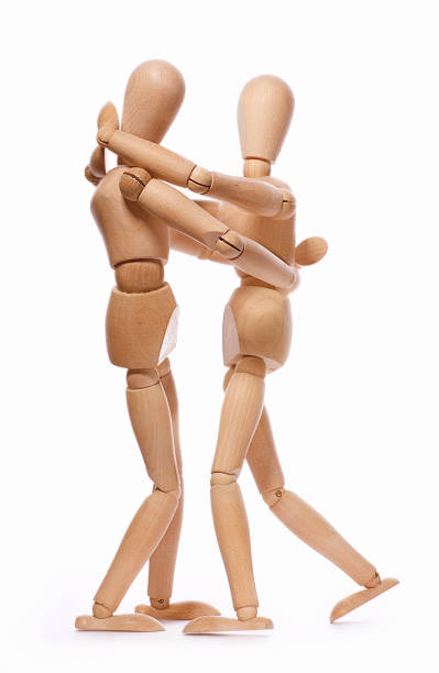 Artist wooden Model Artist's wooden model dancing against white set action figure stock pictures, royalty-free photos & images