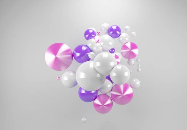 istock 3D balls in white, pink and purple colour composition 1338611792
