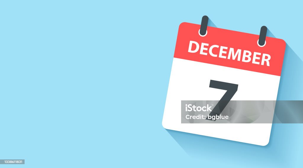 7 décembre - Icône du calendrier quotidien dans un style flat design - clipart vectoriel de Décembre libre de droits