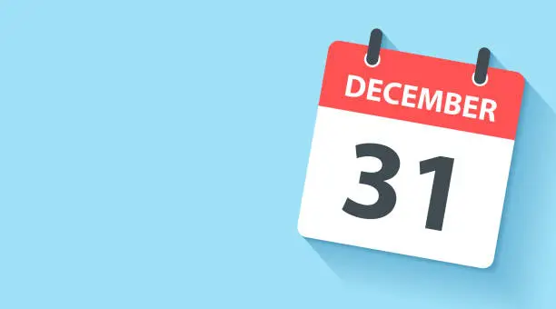 Vector illustration of December 31 - Daily Calendar Icon in flat design style