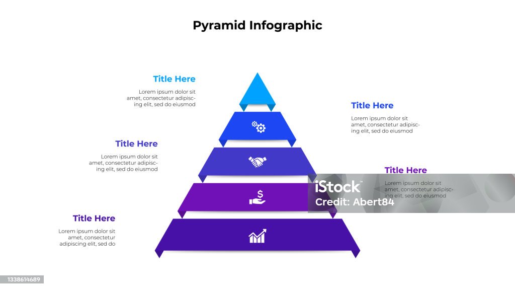 Business Data Visualization Template For Presentation Pyramid With 5 ...