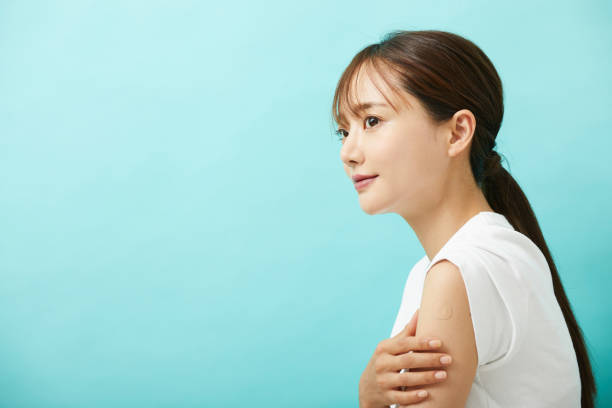 A young Asian woman who had been injected.