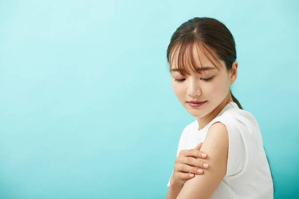 istock A young Asian woman who had been injected. 1338615964