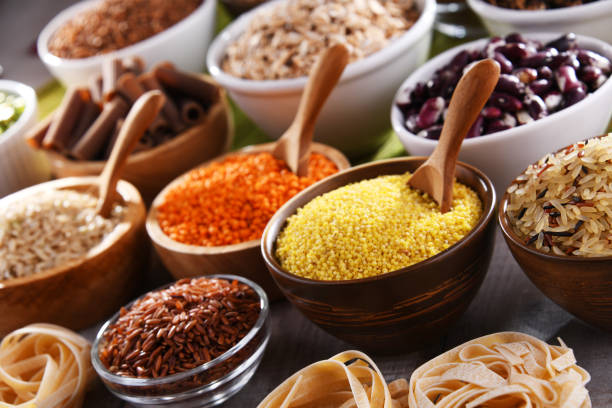 istock Composition with different kinds of dry food products 1338616300