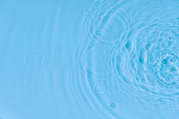 istock Water tranquil ripple background. Water texture, circles and bubbles on a liquid blue surface. Cosmetic products and flat design concept 1338617646
