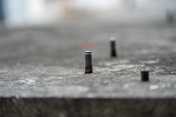 istock Selective focus shot of a bolt on an outdoor construction 1338623049