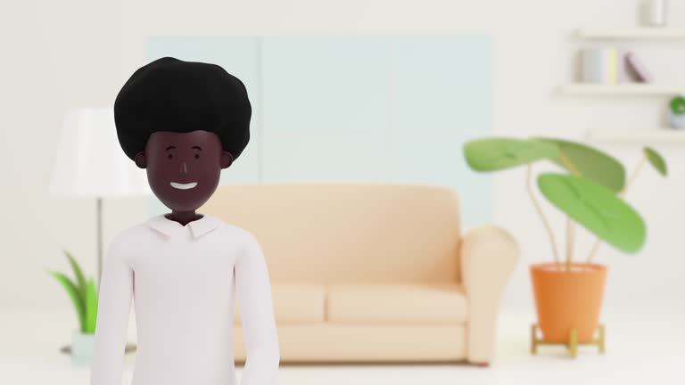 3d Animation happy Black man with love hand sign.