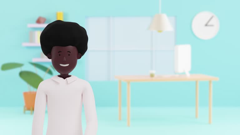 3d Animation happy Black man with love hand sign.