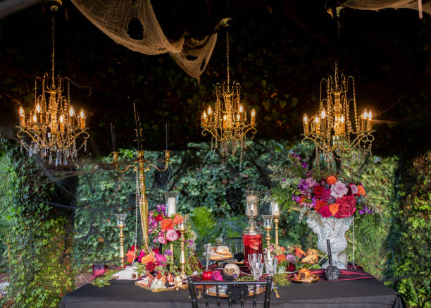 istock Banquet table with food and decor for Halloween celebration 1338627497