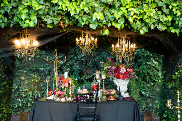 istock Table served for Halloween celebration in garden 1338627505