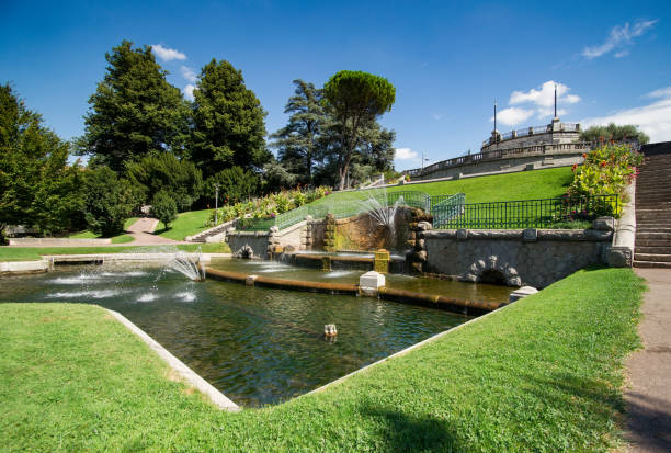 Fountains and staircase in Jouvet Park in Valence on a sunny day Remarkable fountains and staircase in Jouvet Park in Valence, Drôme, France on a sunny day valence drôme stock pictures, royalty-free photos & images