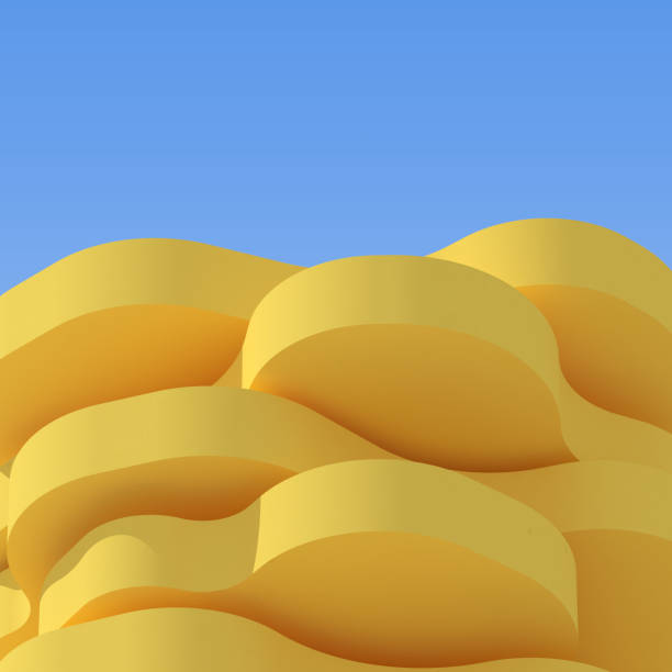 Abstract yellow circular architecture, Concave and convex, Curve building. 3d rendering.