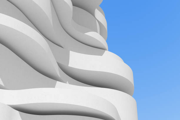 Abstract white circular architecture, Concave and convex, Curve building. 3d rendering.