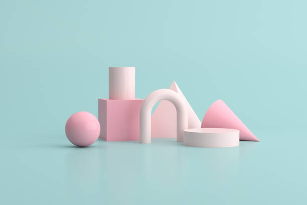 istock 3d rendering of geometry object on green background, Minimal concept. 1338636464