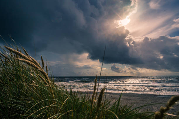 North Sea Vesterhavet Denmark with dramatic skies