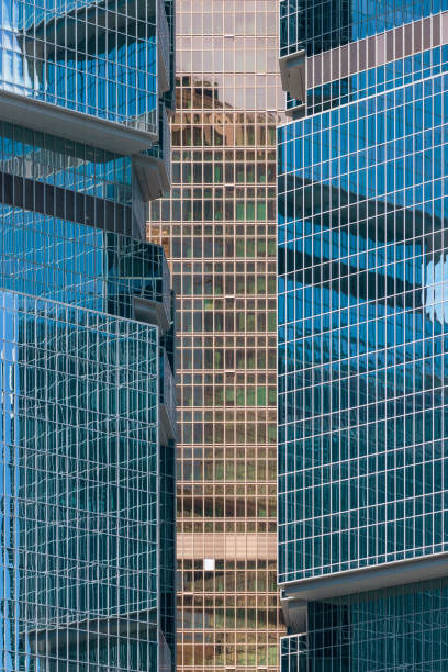 istock Abstract perspective angle of modern office architecture, Hong Kong Central 1338638610