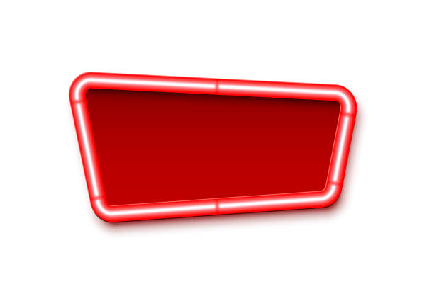 복고풍 발표 보드 기호. 시네마 광고판 또는 극장 간판, 복권 승리 벡터 일러스트에서 대성공. 흰색 배경에 가벼운 네온 전구가있는 빨간색 상업 표지판 - lightbox stock illustrations