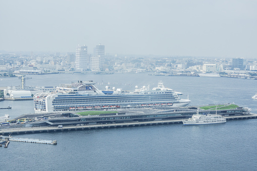 Diamond Princess anchored to Osanbashi terminal. Shooting Location: Yokohama-city kanagawa prefecture