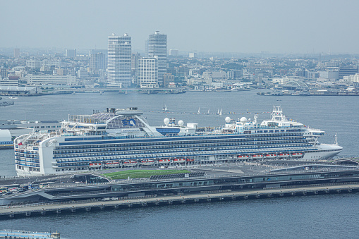 Diamond Princess anchored to Osanbashi terminal. Shooting Location: Yokohama-city kanagawa prefecture