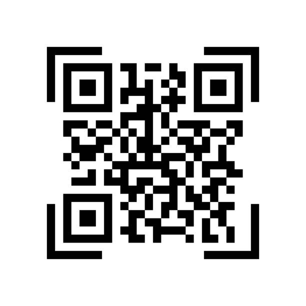 illustrazioni stock, clip art, cartoni animati e icone di tendenza di esempio di codice qr vettoriale per la scansione dello smartphone isolato su sfondo bianco. - coding qr code two dimensional shape bar code