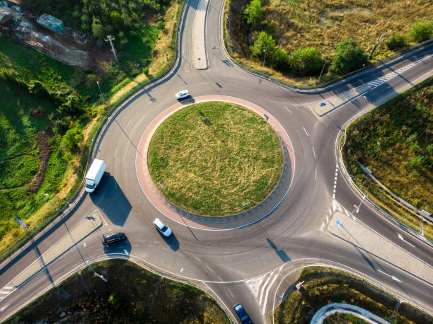 istock Traffic driving on highway from above 1338644909