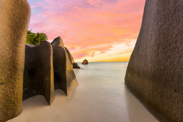 istock Anse Source d'Argent beach in the Seychelles at sunset 1338645631