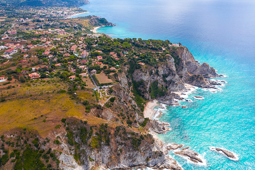 Aerial view of the stunning seacoast of Capo Vaticano, Calabria - Italy