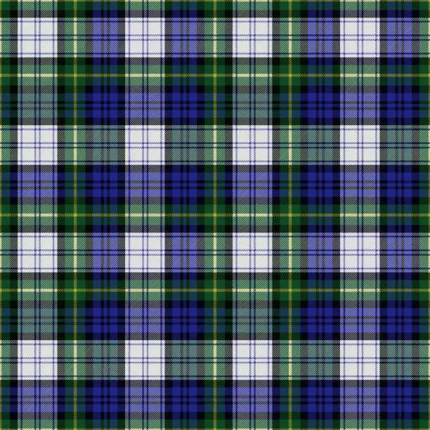 Vector illustration of Gordon Dress Modern Scottish Tartan Plaid Pattern Fabric Swatch