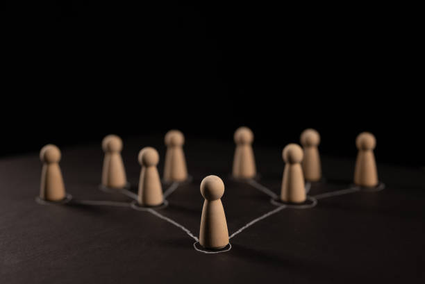 istock Control concept. Figures on a chalk board. Chalk arrows 1338658575