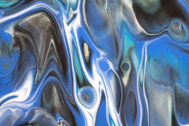 istock Blue with silver creative abstract hand painted background, marble texture, abstract ocean, acrylic painting on canvas. Modern art. Contemporary art 1338658881
