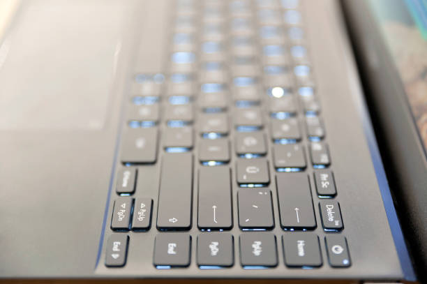 Computer keyboard, pc keys, input, enter, backlit keys stock photo