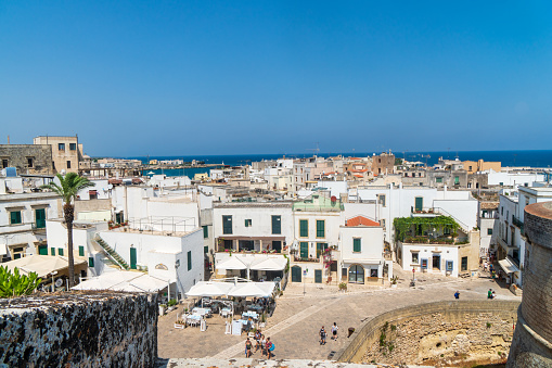 Otranto, Apulia, Italy - August, 17, 2021: views of the town of Otranto from the Aragonese castle