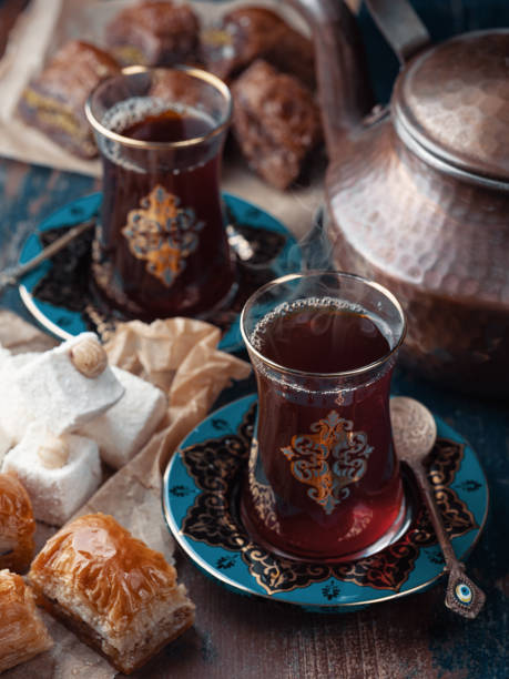 istock Tea and turkish delights in oriental style 1338665844