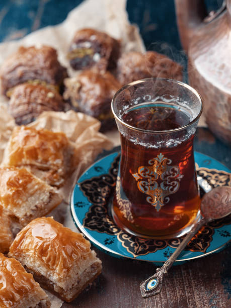 istock Tea and Turkish delights in oriental style 1338665845
