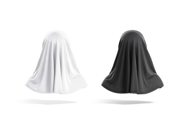 istock Blank black and white female al-amira mockup, back view 1338668282