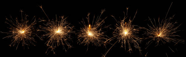 istock Wide panoramic design of Christmas sparkler lights 1338670729