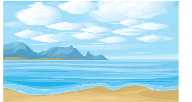 Vector illustration of Vector illustration. Beautiful landscape sea and clouds sky.
