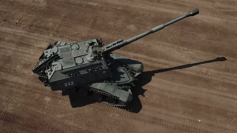 Aerial View - self-propelled weapon in search of a target