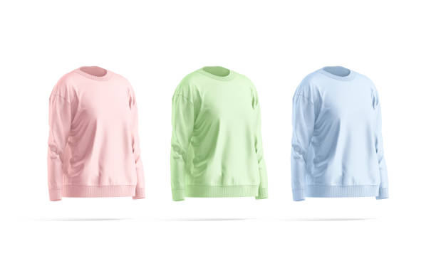 istock Blank colored women sweatshirt mockup set, side view 1338673703