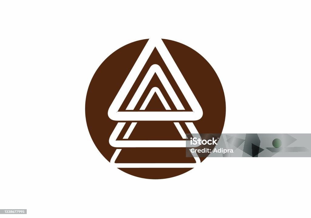 Brown Color Triangle Brown Color Of Triple Triangle In Circle Shape Design Stock ...